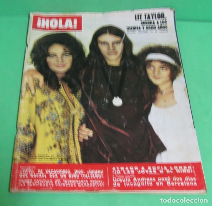 Coleccionismo de Revistas y Peri&oacute;dicos: HOLA N&ordm; 1365 - LIZ TAYLOR 3 PAG.10 FOTOS- URSULA ANDRESS EN BARCELONA - ATRACO SOFIA LOREN - -1970