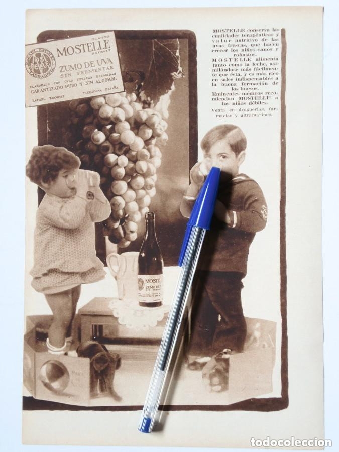 Coleccionismo de Revistas y Peri&oacute;dicos: Recorte Anuncio 1928 - MOSTELLE ZUMO DE UVA - 1 p&aacute;gina 17x24 cm Revista Blanco y Negro