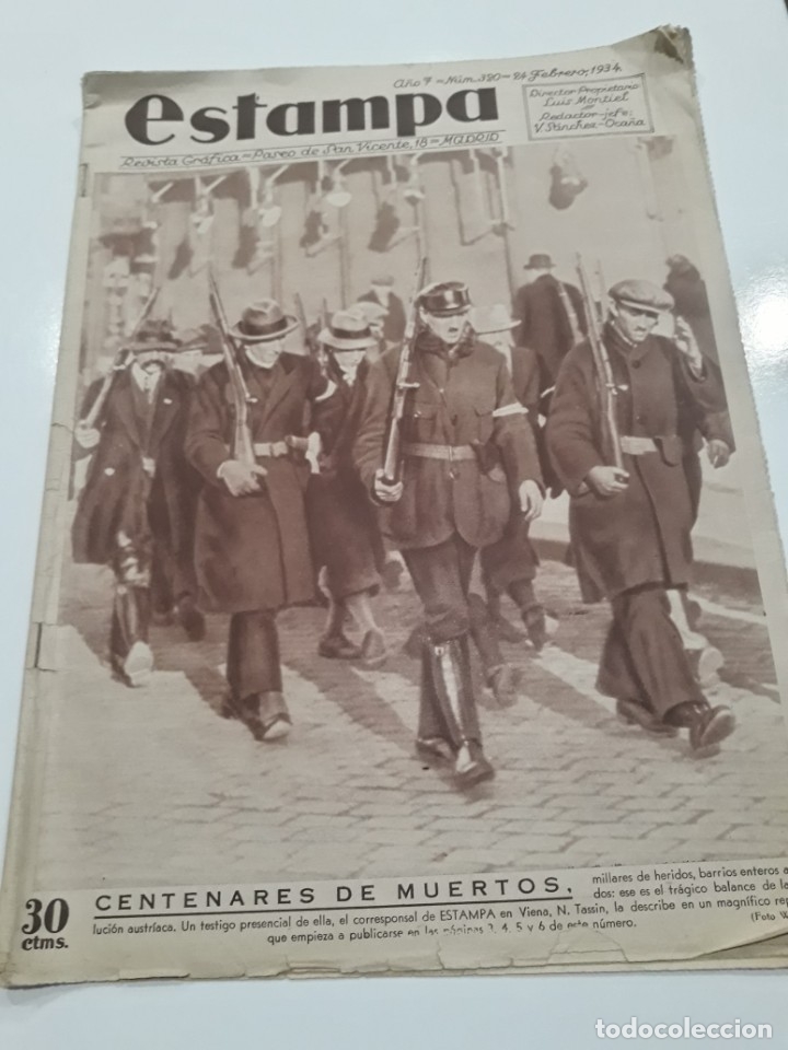 Colecionismo de Revistas e Jornais: ESTAMPA N&ordm; 320 - 24 FEBRERO DE 1934 - CENTENARES DE MUERTOS - AUSTRIA EN LLAMAS EMPIEZA LA GUERRA