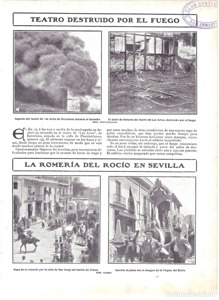 Coleccionismo de revistas y peri&oacute;dicos: 1906 HOJA REVISTA SEVILLA HUELVA ROMER&Iacute;A DEL ROC&Iacute;O CALLE SAN JORGE BARRIO DE TRIANA CARRETAS ROMEROS