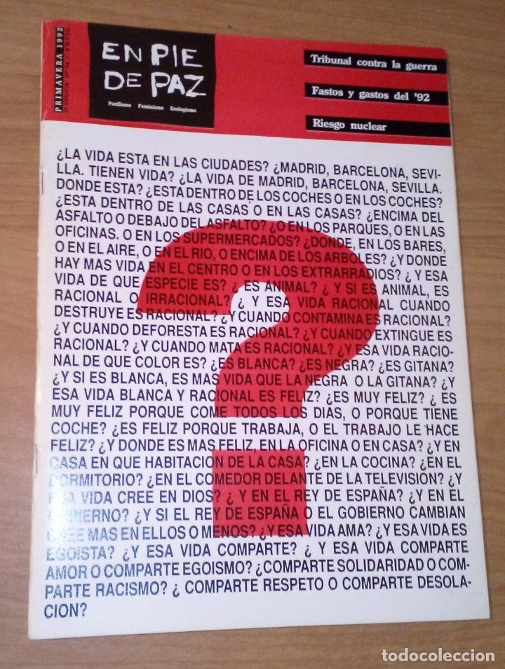Collezionismo di Riviste e Giornali: EN PIE DE PAZ. PACIFISMO. FEMINISMO. ECOLOGISMO N.&ordm; 24, 1992