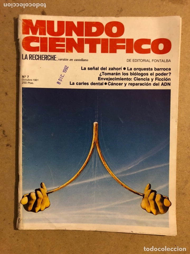 Coleccionismo de Revistas y Peri&oacute;dicos: MUNDO CIENT&Iacute;FICO N&deg; 7 (OCTUBRE 1981). LA SE&Ntilde;AL ZAHOR&Iacute;, LA ORQUESTA BARROCA, LAS CARIES DENTALES,...