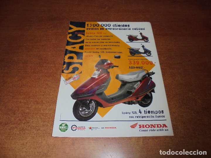Coleccionismo de revistas y peri&oacute;dicos: PUBLICIDAD 1997: HONDA SPACY 125.