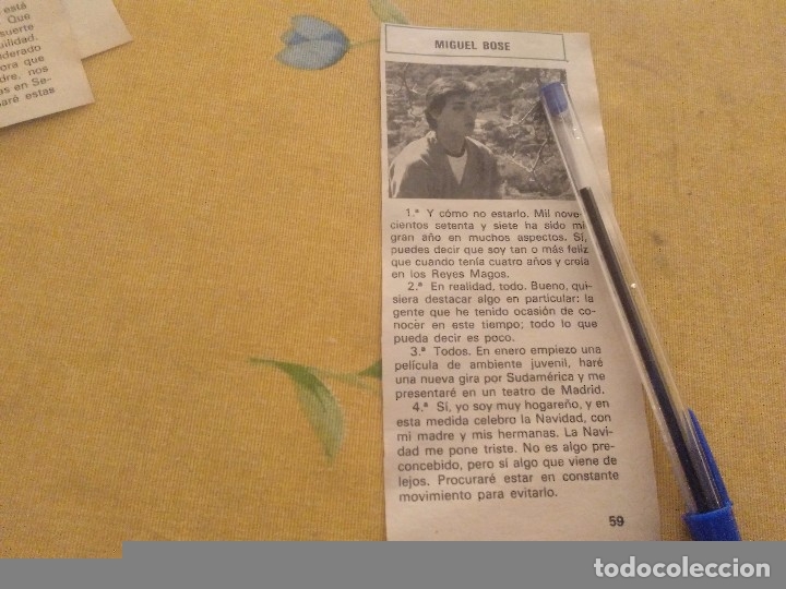 Coleccionismo de Revistas y Peri&oacute;dicos: ANTIGUO RECORTE REVISTA 1977 MIGUEL BOSE
