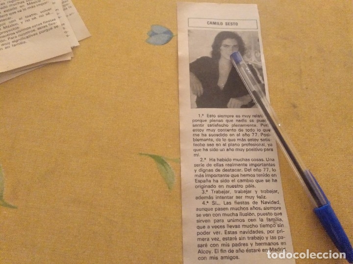 Coleccionismo de revistas y peri&oacute;dicos: ANTIGUO RECORTE REVISTA 1977 CAMILO SESTO