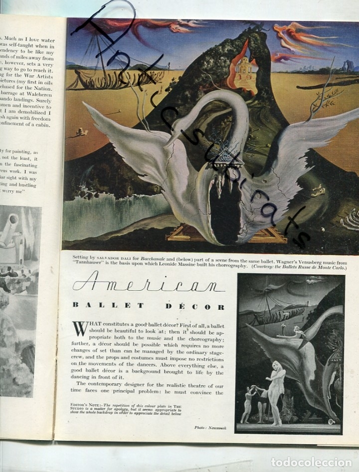 Collezionismo di Riviste e Giornali: REVISTA INGLESA SOBRE ARTE THE STUDIO SALVADOR DALI DECORA PARA UN BALE VASILI VATAGIN RUSSELL FLINT