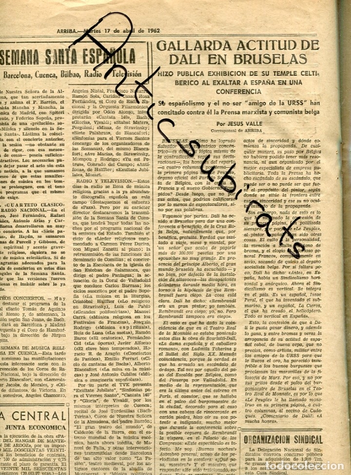 Collezionismo di Riviste e Giornali: PERIODICO 1962 SEMANA SANTA EN MADRID CASA DE CAMPO BENIDORM ESPA&Ntilde;OLISMO SALVADOR DALI EN BRUSELAS
