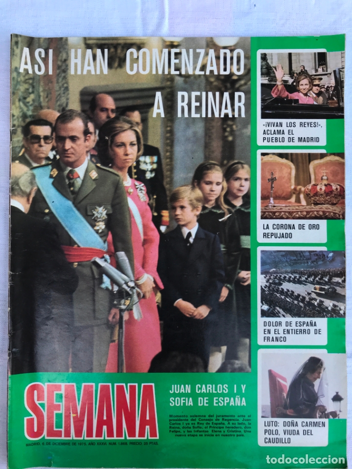 Coleccionismo de Revistas y Peri&oacute;dicos: Revista Semana n&ordm; 1868 Diciembre 1975 As&iacute; han comenzado a reinar