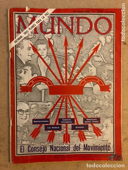 Colecionismo de Revistas e Jornais: REVISTA MUNDO N&deg; 1516 (MAYO 1969). EL CONSEJO NACIONAL DEL MOVIMIENTO. VIETNAM.