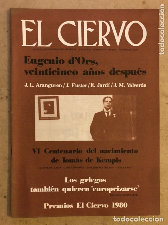 Collezionismo di Riviste e Giornali: EL CIERVO N&deg; 346 (DICIEMBRE 1979). EUGENIO D&rsquo;ORS, VI CENTENARIO NACIMIENTO TOM&Aacute;S DE KEMPIS