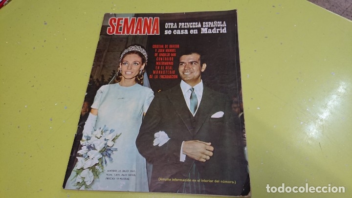 Coleccionismo de Revistas y Peri&oacute;dicos: REVISTA SEMANA JUNIO 1967 - BODA CRISTINA DE BAVIERA Y JUAN MANUEL DE URQUIJO.....SOF&Iacute;A LOREN...