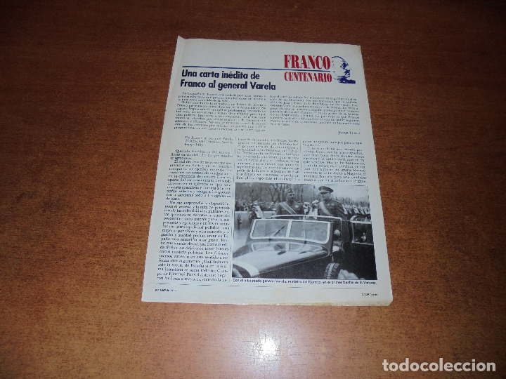 Collection Magazines and Newspapers: ART&Iacute;CULO 1993: UNA CARTA IN&Eacute;DITA DE FRANCO AL GENERAL VARELA (FECHADA EL 27-XII-1930)