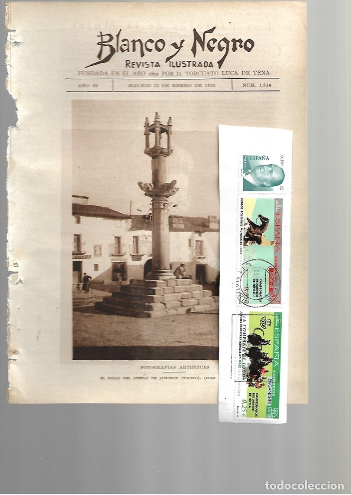 Colecionismo de Revistas e Jornais: BYN 22 ENE 1928.N&ordm; 1914.PORTADILLA . FOTOGRAFIA EL ROLLO DE ALMOBOX TOLEDO. LUIS DE GALINSOGA