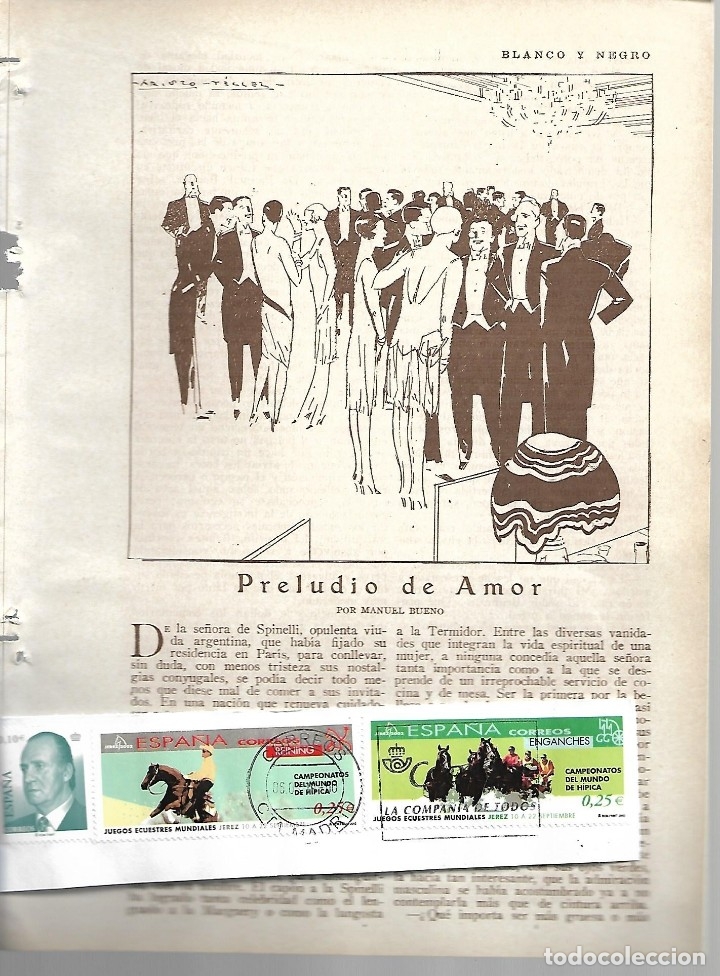 Collection Magazines and Newspapers: BYN 22 ENE 1928.N&ordm; 1914.MANUEL BUENO. PRELUDIO DE AMOR. DIBUJOS DE ARISTO  TELLEZ