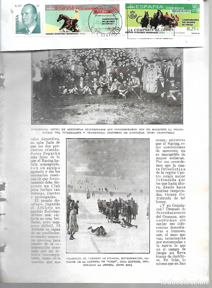 Coleccionismo de revistas y peri&oacute;dicos: BYN 22 ENE 1928.N&ordm; 1914. ZUMARRAGA GRUPO ALPINISTAS GUIPUZCOANOS. CHAMONIX. PORTAAVIONES LANGLE.Y