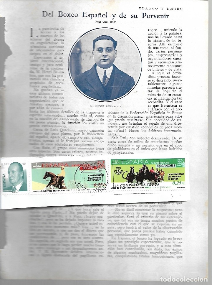 Coleccionismo de revistas y peri&oacute;dicos: BYN 22 ENE 1928.N&ordm; 1914. BOXEO ESPA&Ntilde;OL Y SU PORVENIR. TOM RAY HENRI BERNSTEIN