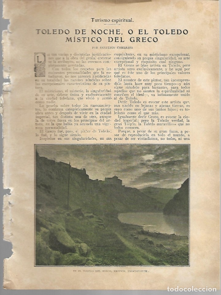 Coleccionismo de revistas y peri&oacute;dicos: BYN 22 ENE 1928.N&ordm; 1914.TURISMO ESPIRITUAL.TOLEDO DE NOCHE MISTICO EL GRECO.SANTIAGO CAMARASA.FOTOS