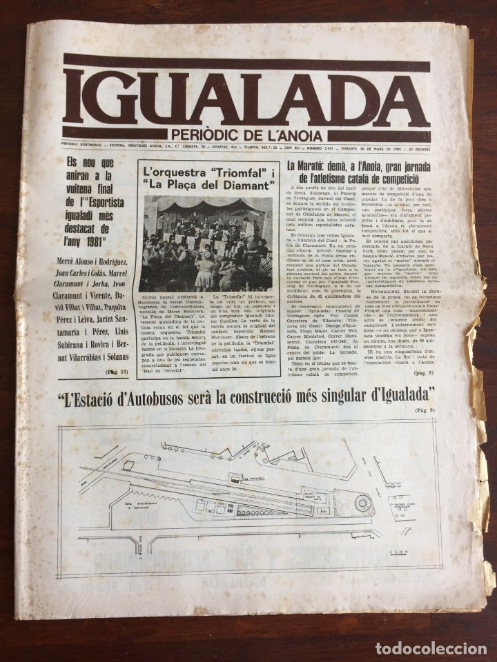 Coleccionismo de Revistas y Peri&oacute;dicos: Peri&oacute;dico de L&acute;anoia Igualada, a&ntilde;o XLI n&ordm; 2845. 20/03/1982. Publicaci&oacute;n semanal de &aacute;mbito comarcal