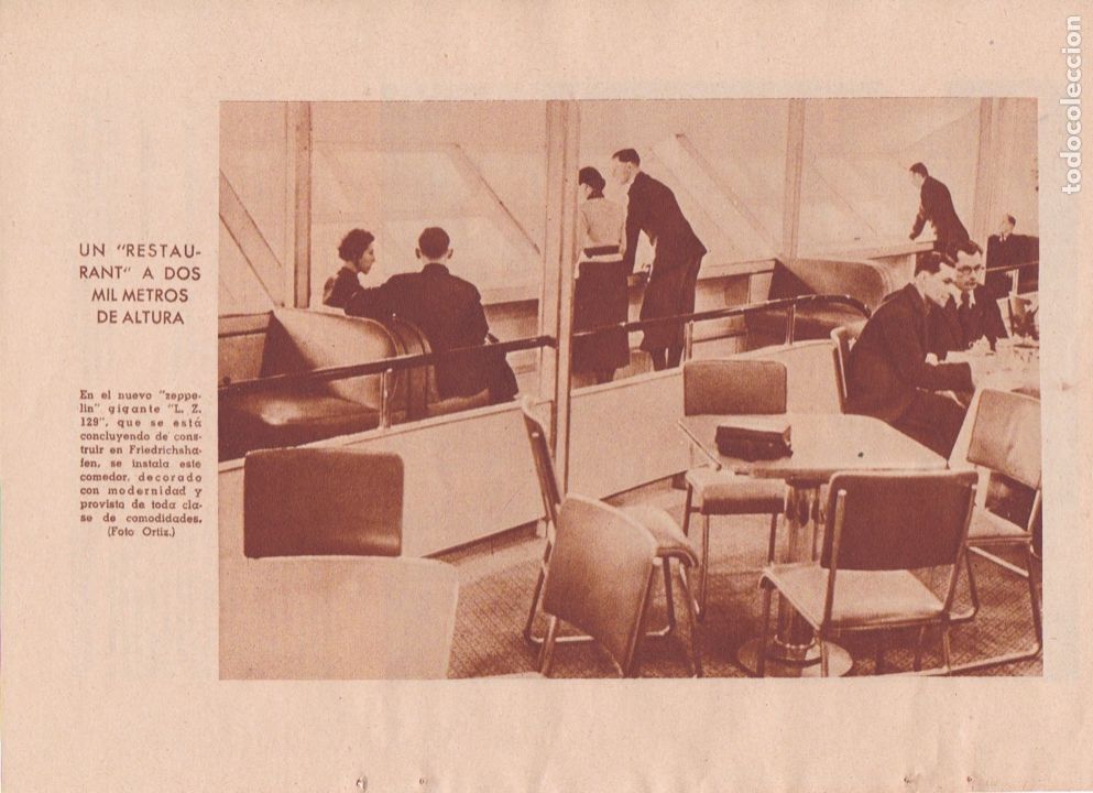 Coleccionismo de revistas y peri&oacute;dicos: * AEROSTACION * Comedor restaurante del zeppelin L.Z. 129 - 1936