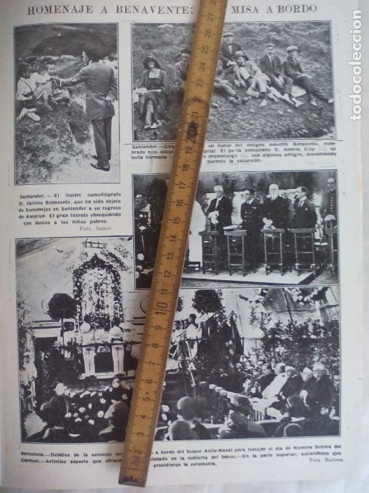 Coleccionismo de Revistas y Peri&oacute;dicos: JACINTO BENAVENTE SANTANDER, EIBAR EXCURSION A KALAMUA-MAX. SALUCAR HOJA DE REVISTA 1923 RECORTE