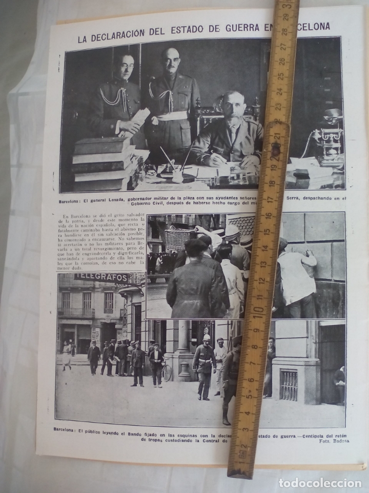 Sammeln von Zeitschriften und Zeitungen: DECLARACI&Oacute;N DE ESTADO DE GUERRA EN BARCELONA, ALZAMIENTO PRIMO RIVERA. HOJA DE REVISTA 1923 RECORTE