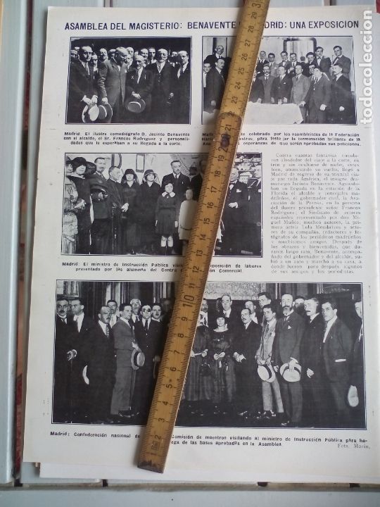 Coleccionismo de Revistas y Peri&oacute;dicos: MADRID FEDERACI&Oacute;N NACIONAL DE MAESTROS. JACINTO BENAVENTE. HOJA DE REVISTA 1923 RECORTE