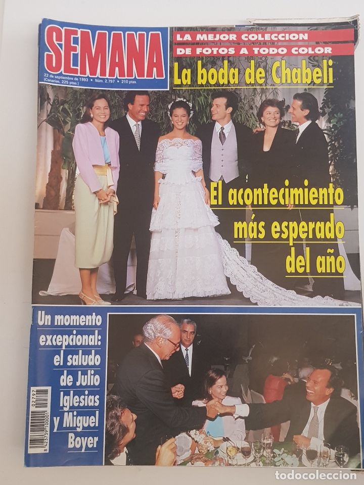 Coleccionismo de Revistas y Peri&oacute;dicos: REVISTA SEMANA.N&ordm; 2797. 22 SEPT 1993.BODA DE CHABELI. EL ACONTECIMIENTO MAS ESPERADO DEL A&Ntilde;O. TDKR64
