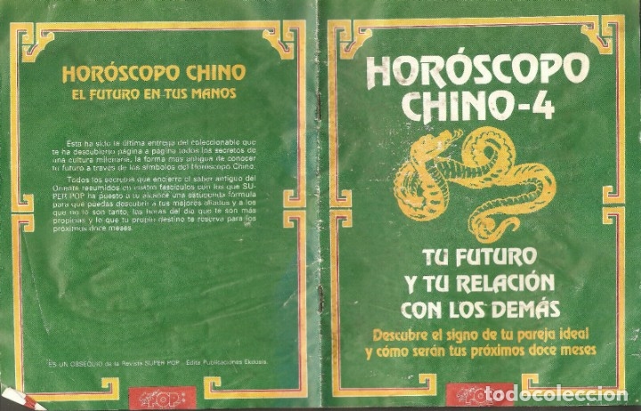 Coleccionismo de Revistas y Peri&oacute;dicos: REVISTA HOROSCOPO CHINO, OBSEQUIO  REVISTA SUPER POP,6 HOJAS Y TAPAS