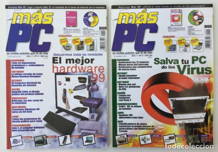 Coleccionismo de revistas y peri&oacute;dicos: Lote 2 revistas M&aacute;s PC &ndash; n&ordm; 3 y n&ordm; 5 &ndash; 1999