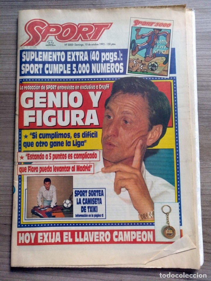 Coleccionismo de revistas y peri&oacute;dicos: antiguo periodico, revista deporte futbol sport con suplemento 1993