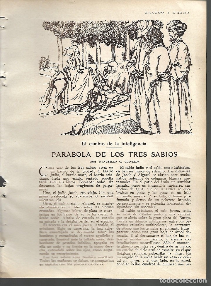 Coleccionismo de revistas y peri&oacute;dicos: BYN 29 ENE 1928.N&ordm; 1915. WENCESLAO G. OLIVEROS. PARABOLA DE LOS TRES SABIOS. DIBUJO SIDRO.
