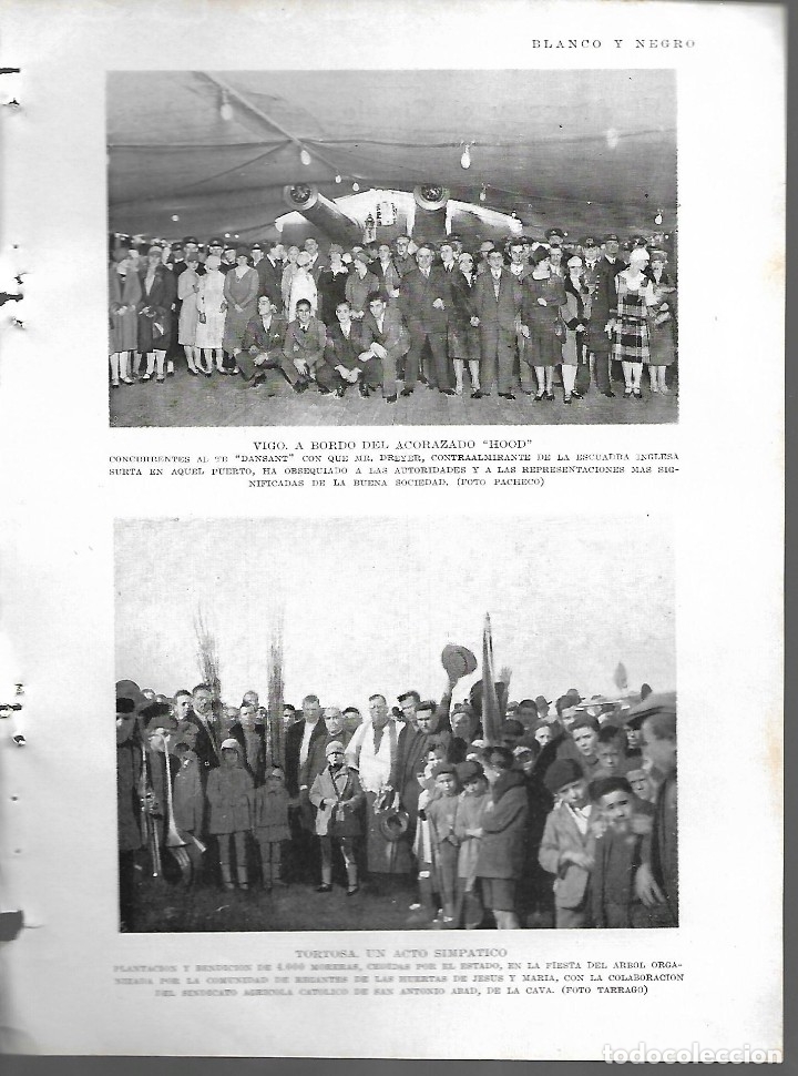 Coleccionismo de revistas y peri&oacute;dicos: BYN 29 ENE 1928.N&ordm; 1915. SOCIEDAD DE VIGO EN EL ACORAZODO HOOD. TORTOSSA ACTO.ATENEO MADRID SILENO