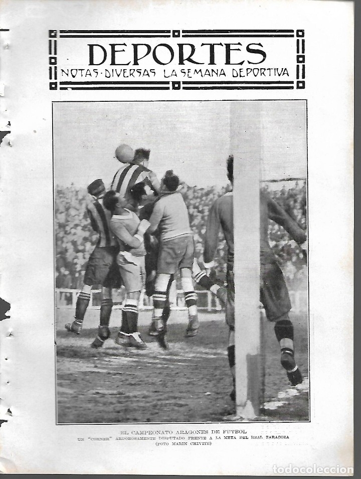 Collezionismo di Riviste e Giornali: BYN 29 ENE 1928.N&ordm; 1915. PORTADILLA DEPORTES. CAMPEONATO ARAGONES DE FUTBOL.  FOTO MARIN CHIVITE