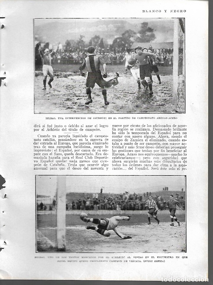 Colecionismo de Revistas e Jornais: BYN 29 ENE 1928.N&ordm; 1915. JAURREGUI FUTBOL VIZCAYA SESTAO. PORTERO ZAMORA CROSS AVION CLUB DONOSTI