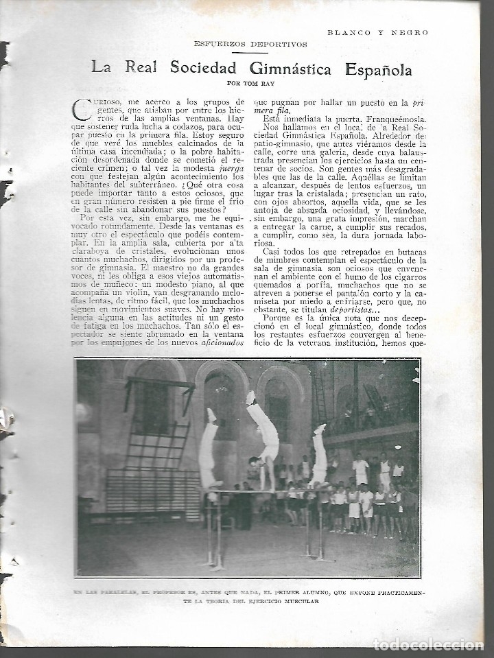 Collezionismo di Riviste e Giornali: BYN 29 ENE 1928.N&ordm; 1915. REAL SOCIEDAD GIMNASTICA ESPA&Ntilde;OLA POR TON RAY FOTOS SEGRI