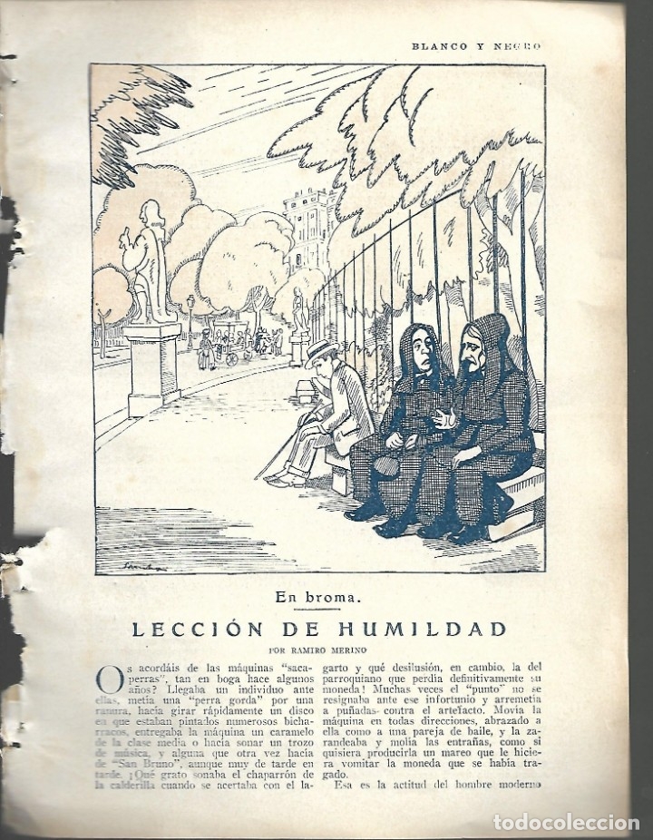 Colecionismo de Revistas e Jornais: BYN 29 ENE 1928.N&ordm; 1915. EN BROMA LECCION HUMILDAD POR RAMIRO MERINO DIBUJO DE SANCHA