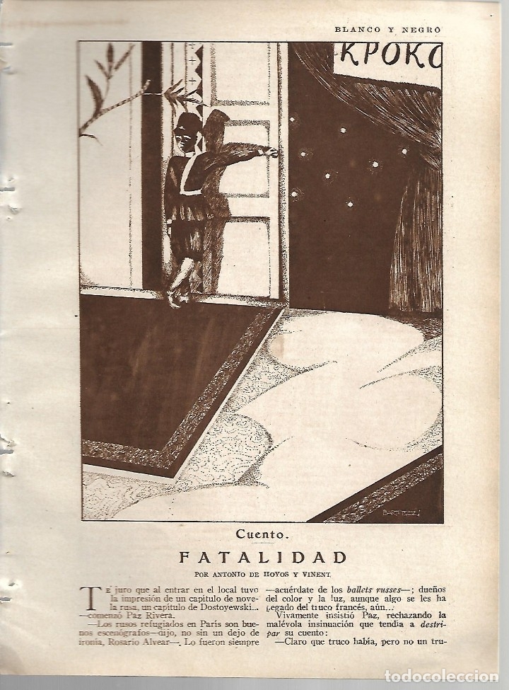 Collection Magazines and Newspapers: BYN 5 FEB 1928.N&ordm; 1916.ANTONIO DE HOYOS Y VINENT. FATALIDAD. DIBUJOS BATOLOZZI