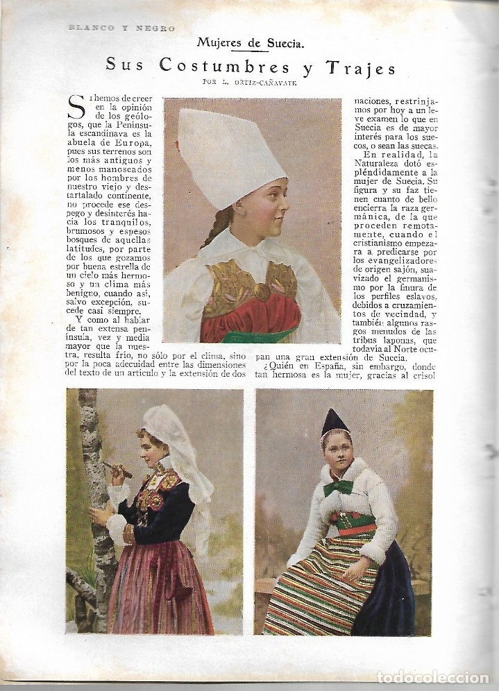 Coleccionismo de revistas y peri&oacute;dicos: BYN 5 FEB 1928.N&ordm; 1916. MUJERES DE SUECIA. SUS COSTUMBRES Y TRAJES L. ORTIZ CA&Ntilde;ABATE. AURELIA RAMOS