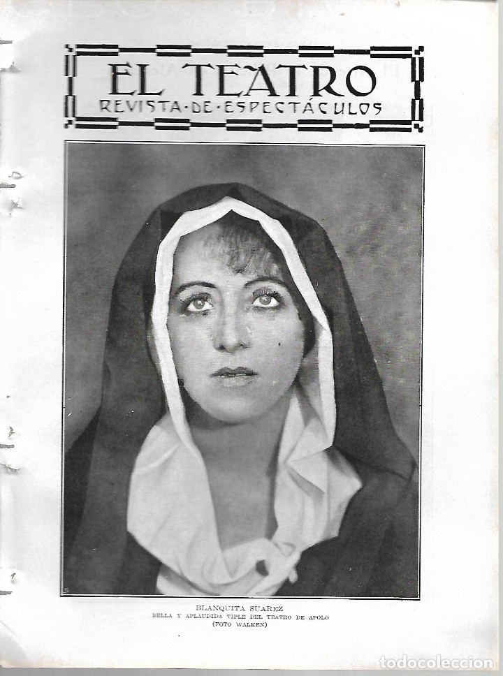 Colecionismo de Revistas e Jornais: BYN 5 FEB 1928.N&ordm; 1916.  BLANQUITA SUAREZ  TEATRO APOLO ERIC BARCLAY ANTONIO HOYOS VINENT
