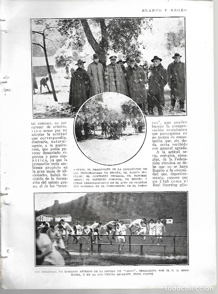 Collectionnisme de Revues et Journaux: BYN 5 FEB 1928.N&ordm; 1916. CROSS SAN SEBASTIAN C.D. ESPERANZA AZCARATE. BELLONI REYNAUD CICLISTA.