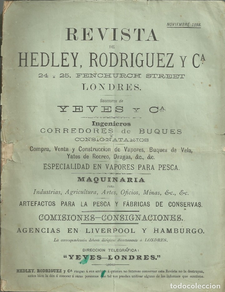 Coleccionismo de Revistas y Peri&oacute;dicos: Revista cat&aacute;logo de constructores de barcos,vapores,etc. Londres 1888, en espa&ntilde;ol