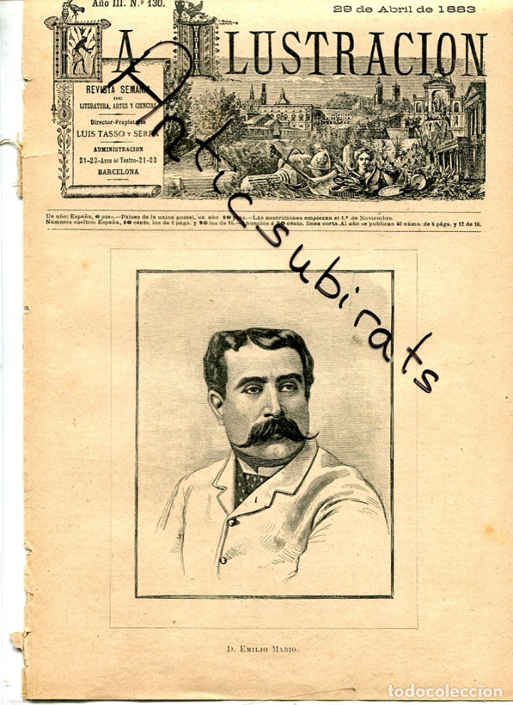 Coleccionismo de Revistas y Peri&oacute;dicos: REVISTA A&Ntilde;O 1883 EMILIO MARIO DE GRANADA FABULA DEL QUIJOTE CERVANTES URDANETA CERVANTISTA