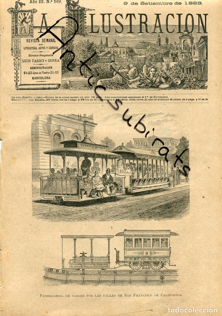 Coleccionismo de revistas y peri&oacute;dicos: REVISTA A&Ntilde;O 1883 EL FERROCARRIL TRAMBIA TRAMVIA TRANVIA DE SAN FRANCISCO ESTADOS UNIDOS USA
