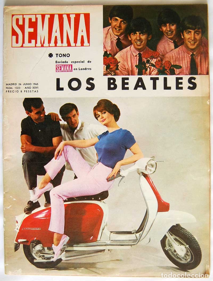 Coleccionismo de Revistas y Peri&oacute;dicos: Revista Semana N&ordm; 1323. 26-06-1965. Reportaje especial Los Beatles. Moto Scooter