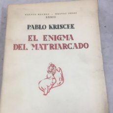 Coleccionismo de Revistas y Periódicos: EL ENIGMA DEL MATRIARCADO. PABLO KRISCHE REVISTA DE OCCIDENTE 1930 TRAD. RAMÓN DE LA SERNA. Lote 175594974