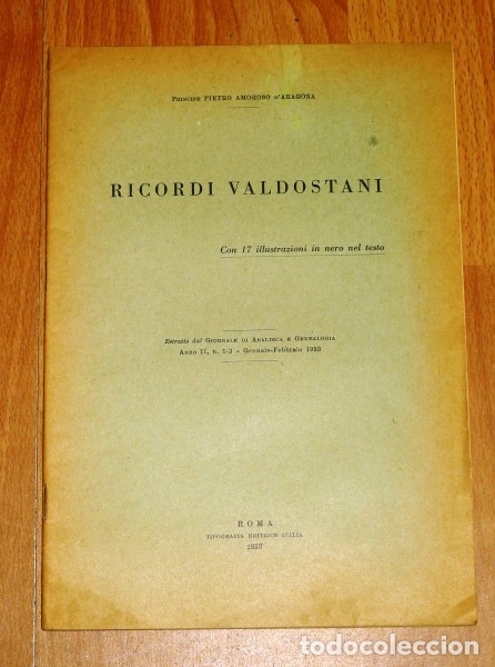 Collezionismo di Riviste e Giornali: AMOROSO D'ARAGONA, Pietro. Ricordi valdostani : Con 17 illustrazioni in nero nel testo (Separata)
