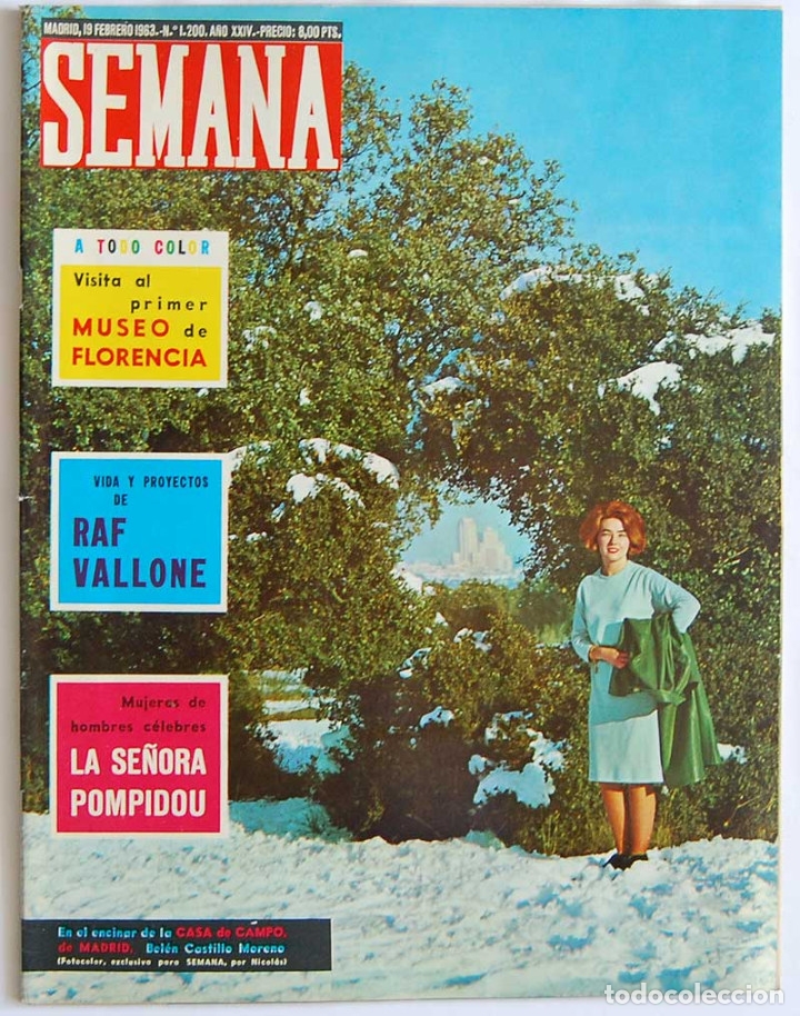 Coleccionismo de Revistas y Peri&oacute;dicos: Revista Semana N&ordm; 1200. 19-2-1963. Raf Vallone. Madam Pompidou. Aurora Redondo
