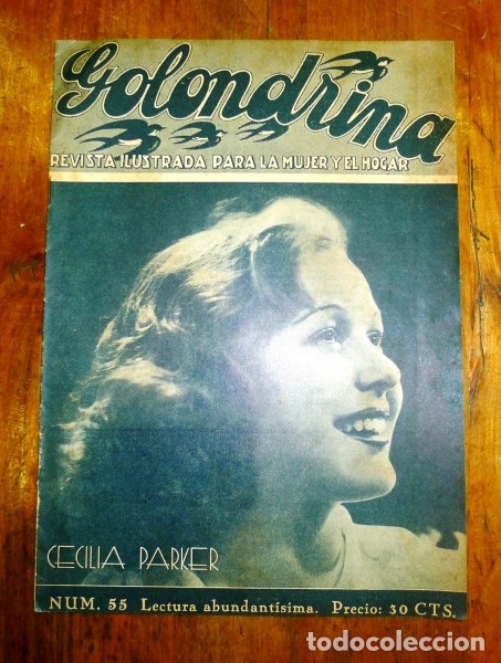 Coleccionismo de revistas y peri&oacute;dicos: GOLONDRINA : Revista Ilustrada para la Mujer y el Hogar. A&ntilde;o I, N&uacute;m. 55, 1936 - Cecilia Parker