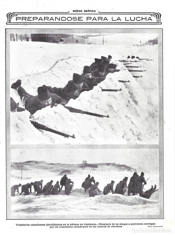 Collection Magazines and Newspapers: 1916 HOJA REVISTA PRIMERA GUERRA MUNDIAL VOLUNTARIOS DE CANAD&Aacute; SIMULACRO ATAQUE LLANURAS DE ABRAHAM