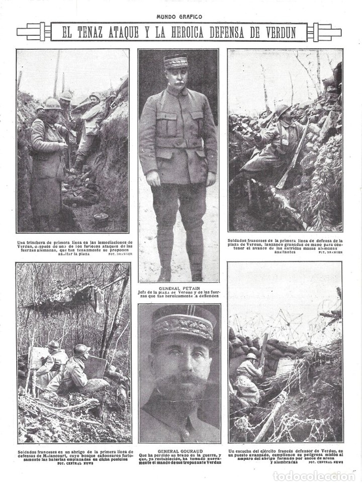 Collection Magazines and Newspapers: 1916 HOJA REV FRANCIA PRIMERA GUERRA MUNDIAL DEFENSA DE VERD&Uacute;N TRINCHERAS GENERALES PETAIN Y GOURAUD